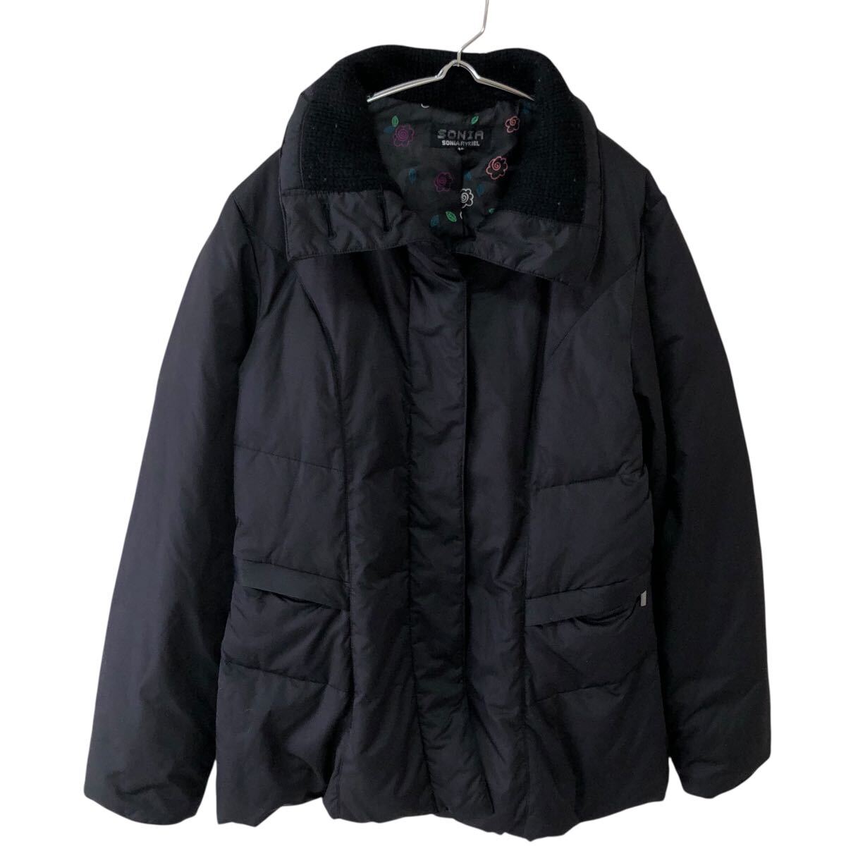 10NG006-52 SONIA RYKIEL ソニア リキエル ダウン80% ダウンジャケット アウター ハイネック 袖スリット レディース 40 L相当 ブラック拍卖