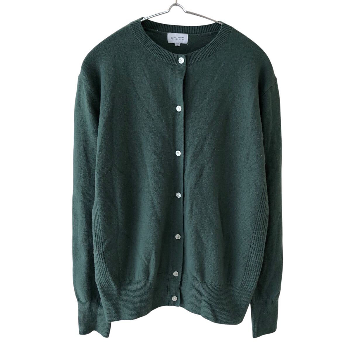10NG006-53 MACKINTOSH PHILOSOPHY マッキントッシュフィロソフィー カーディガン ニット 長袖 ウール レディース 38 M相当 グリーン 緑拍卖
