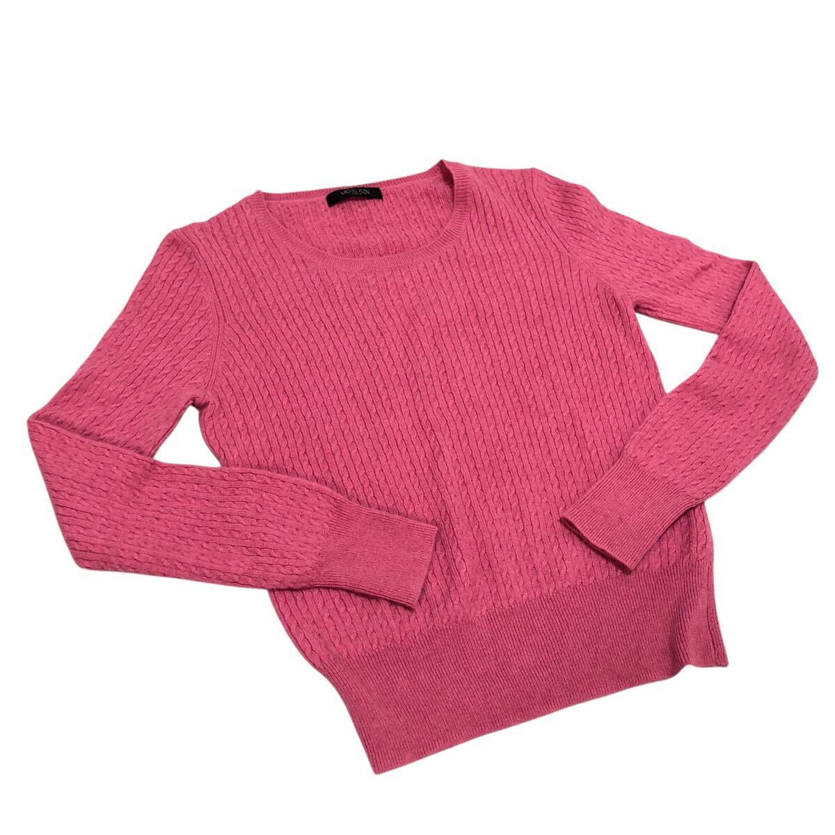 10NG007-69 MK MICHEL KLEIN ミッシェル クラン カシミヤ混 セーター ニット トップス 長袖 クルーネック レディース 38 M相当 ピンク拍卖
