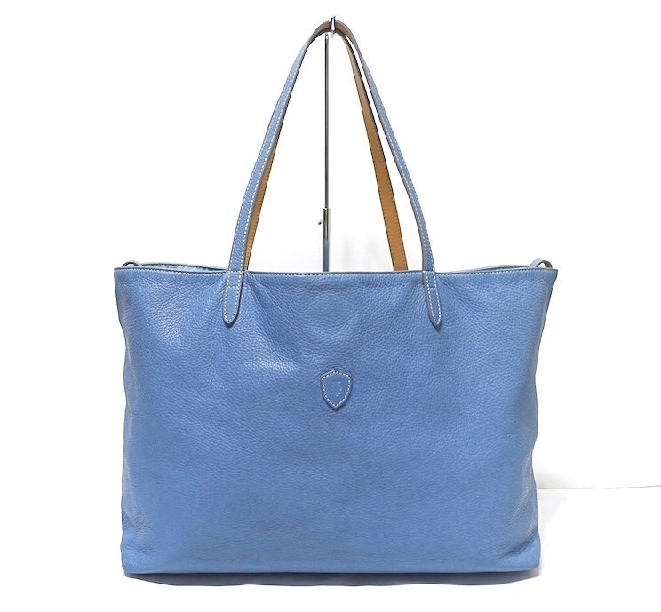 定価13.2万 美品 FELISI フェリージ ラージ トートバッグ 15/20/LD+DS シュリンクレザー グレーブルー系 大容量 ビジネスバッグ拍卖