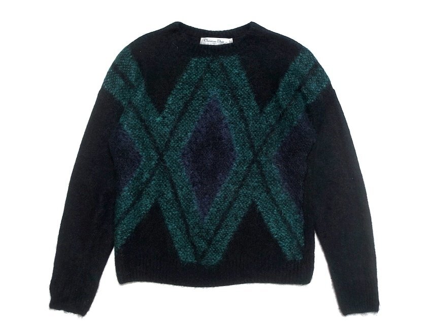 2020年製 極美品 Christian Dior ディオール カシミヤ シルク モヘア アーガイルデザイン ニット セーター 044S19AM106 レディース 36拍卖