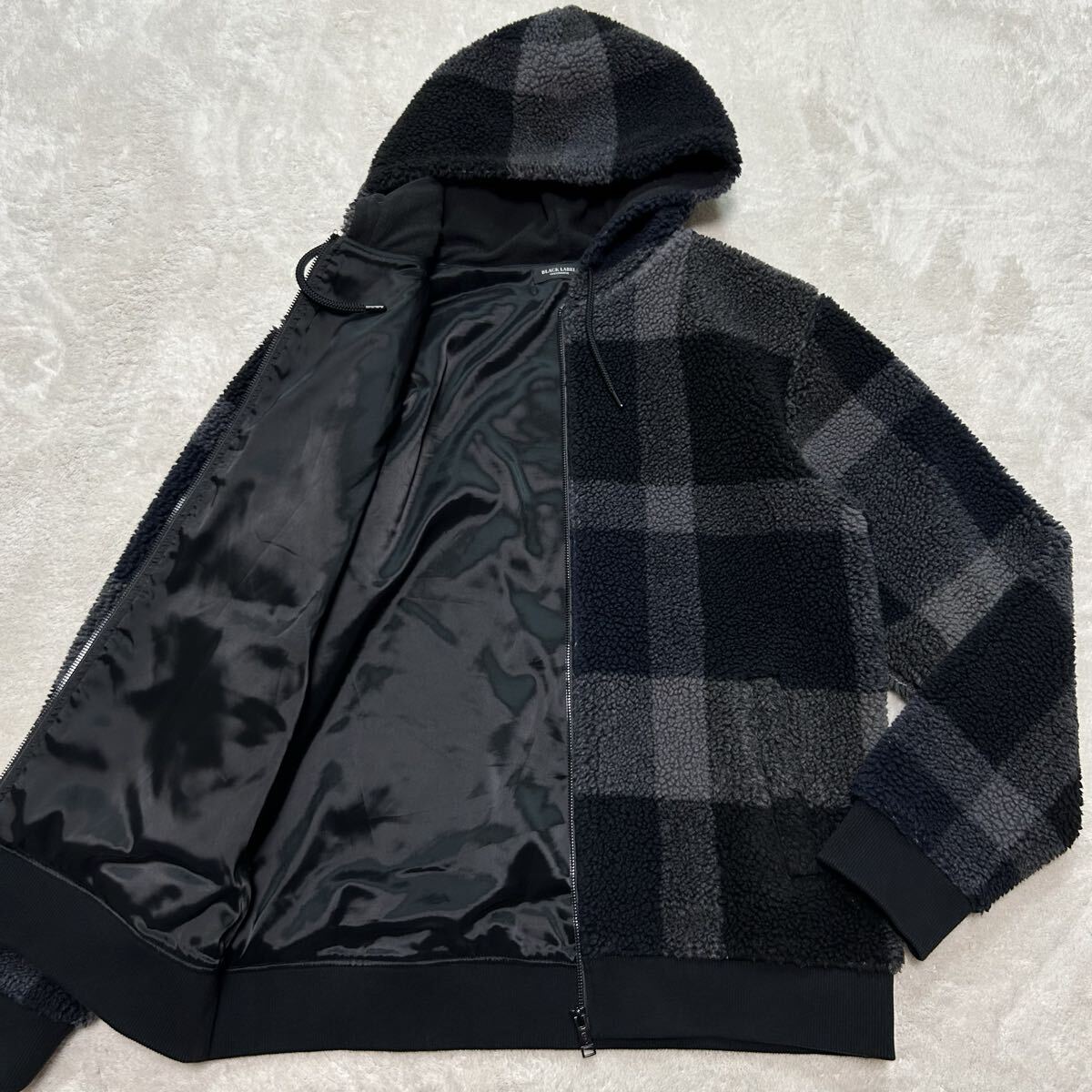 極美品!/希少!/Lサイズ●ブラックレーベルクレストブリッジ BLACK LABEL CRESTBRIDGE ボア ジップパーカー ブルゾン チェック アウター拍卖