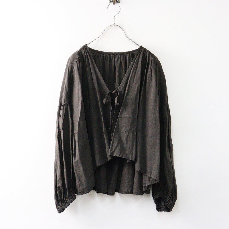 美品 2025AW今季 ネストローブ nest Robe 清水みさとさん別注 シアーコットンリネンケープブラウス F ミディアムグレー┃【2400014624458】拍卖