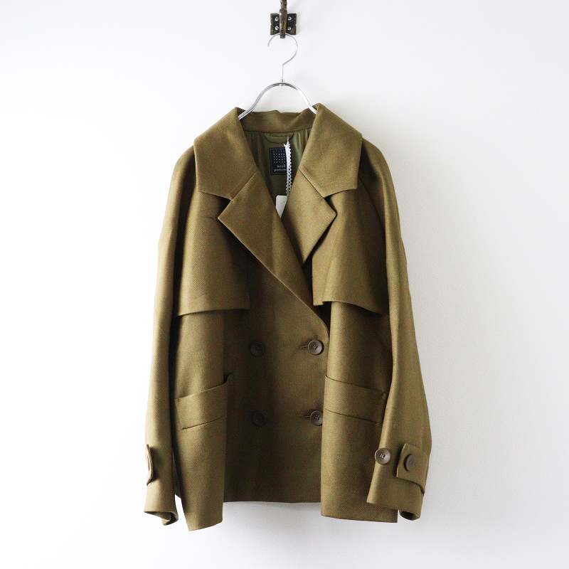 未使用 定価110000円 2024AW ミナペルホネン mina perhonen river bed ショートトレンチコート 38 カーキ┃上着【2400014629026】拍卖