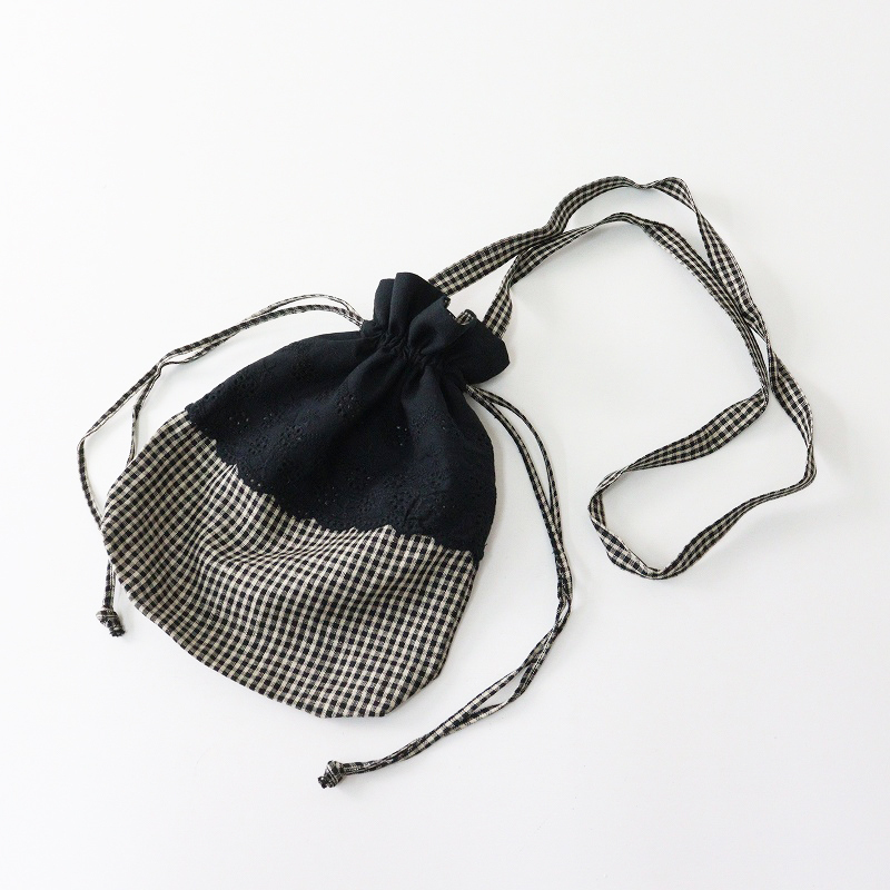 ノベルティ 未使用 カズミ kazumi× サマンサモスモス SM2 SamansaMos2 巾着袋‖ブラック ギンガムチェック ポーチ【2400014649444】拍卖