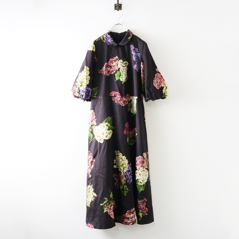 2023SS ロイスクレヨン アンドエルシー Lois CRAYON &ellecy 紫丁香花ワンピース M ブラック┃花柄 フラワー【2400014658958】拍卖
