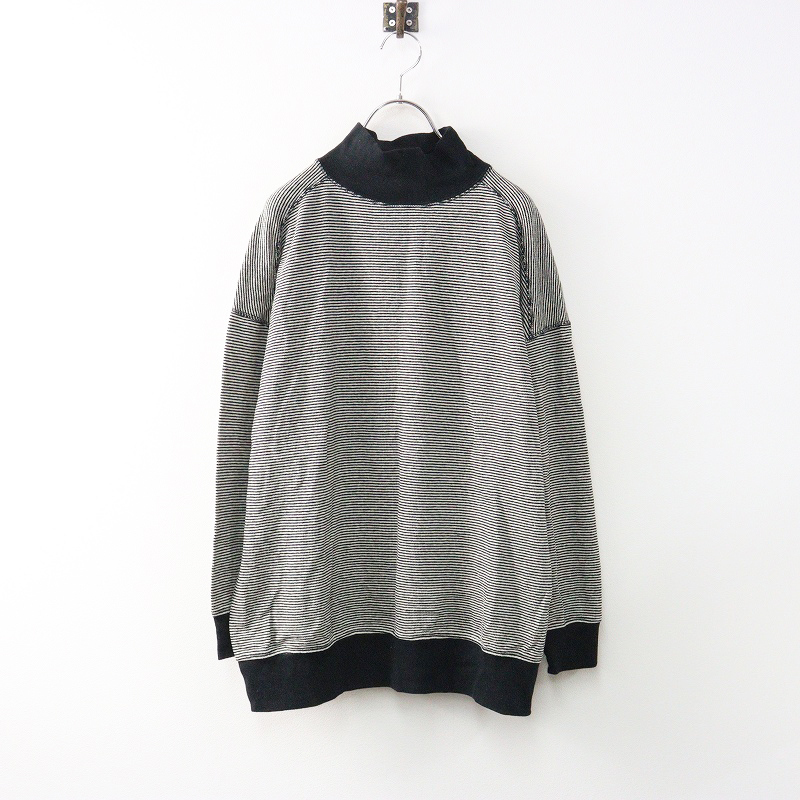 ハンズオブクリエイション Hands of creation ハイネックボーダープルオーバートップス F ブラック┃カットソー【2400014669343】拍卖