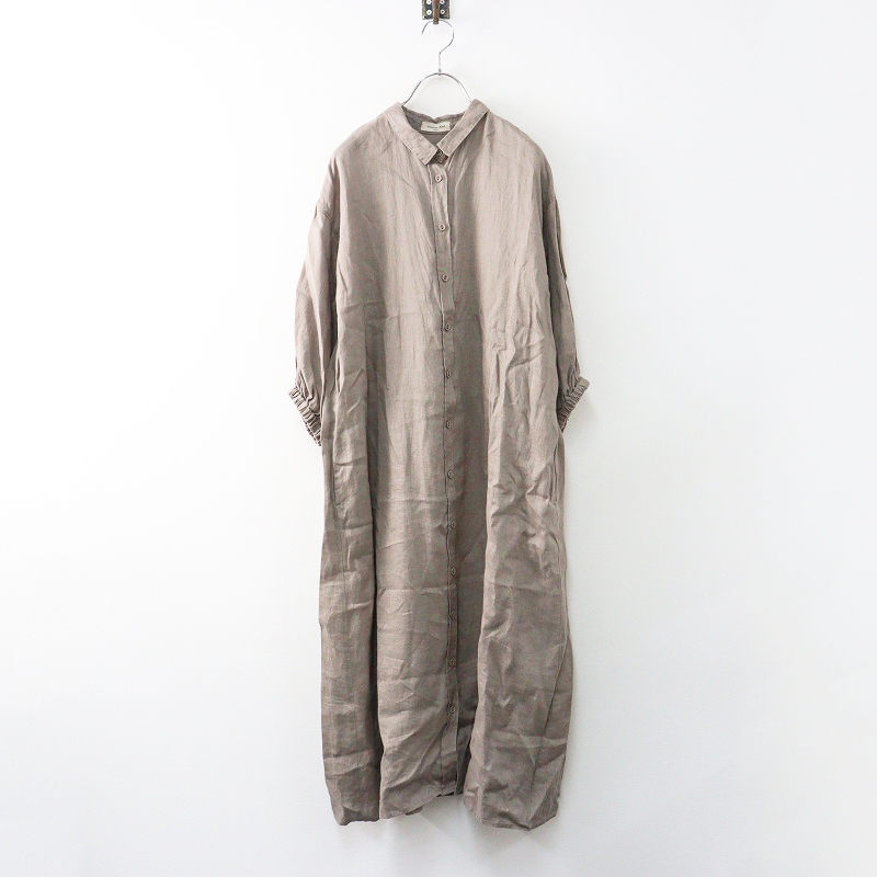 サマンサモスモス Samansa Mos2 SM2 リネンパフスリーブシャツワンピース F‖モカ ドレス ロング 前開き 【2400014675191】拍卖