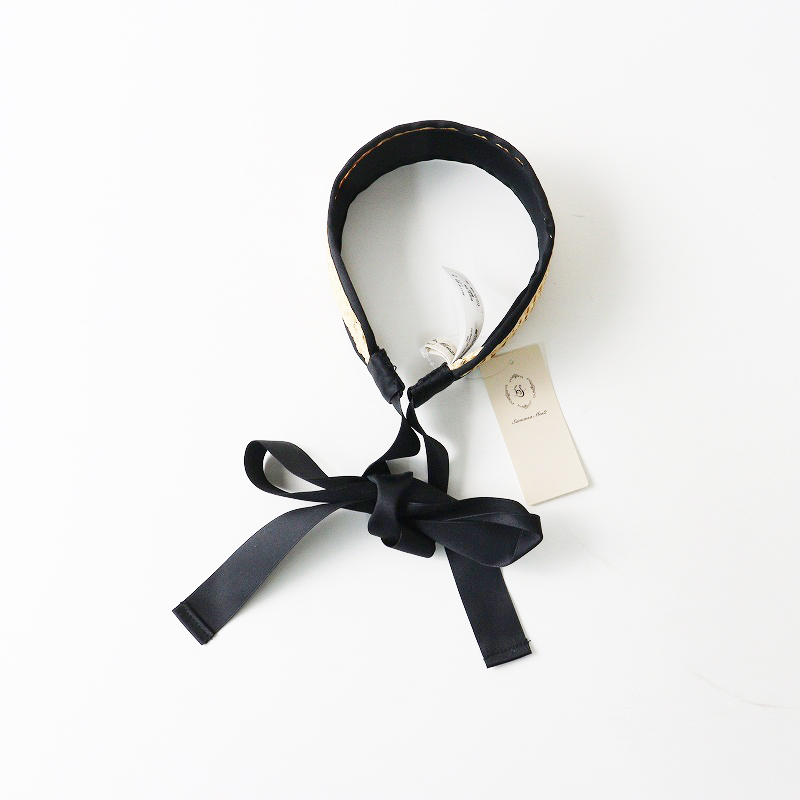 新品 KAZUMI着 サマンサモスモス Samansa Mos2 SM2 ラフィアリボンカチューシャ F ブラック×ナチュラル┃【2400014659405】拍卖