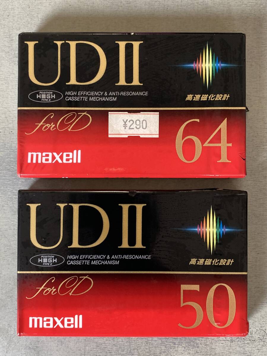 I 104 【新品・未開封】maxell マクセル カセットテープ 2つセット UDⅡ 64・50 各1つずつ 高速磁化設計 昭和 position HIGH for CD拍卖