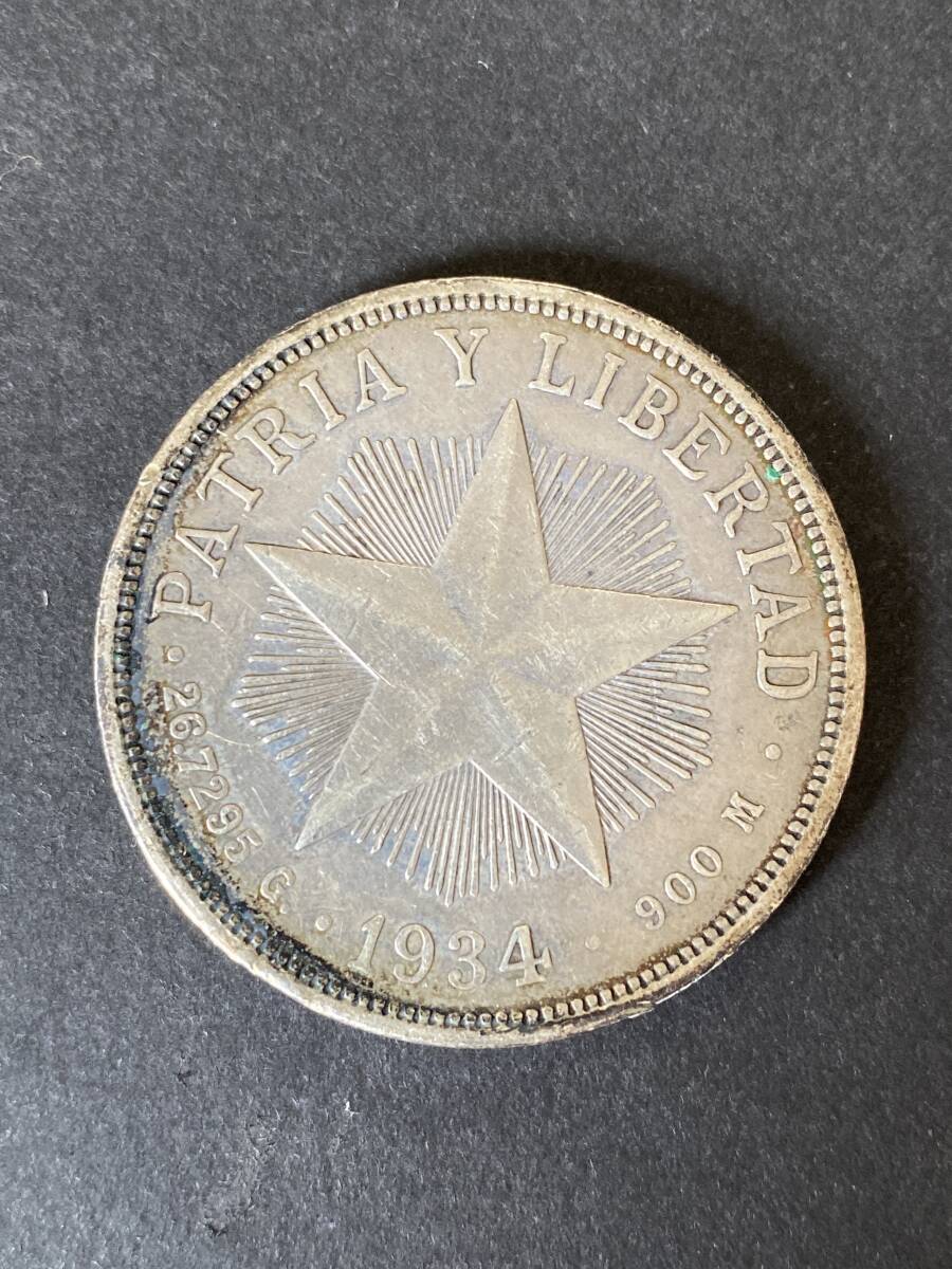 Z125 キューバ 銀貨 1934年 1ペソ 総重量約 26.6g 古銭 コイン 硬貨 アンティークコイン コレクション レトロ拍卖