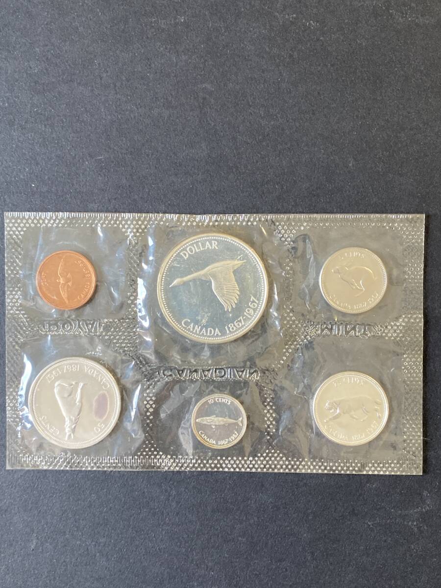 Z134 【新品 未使用】 カナダ 銀貨 建国100周年記念銀貨 総重量約 52.4g 6枚セット ドル プルーブ貨幣 ミントセット コレクション コイン拍卖