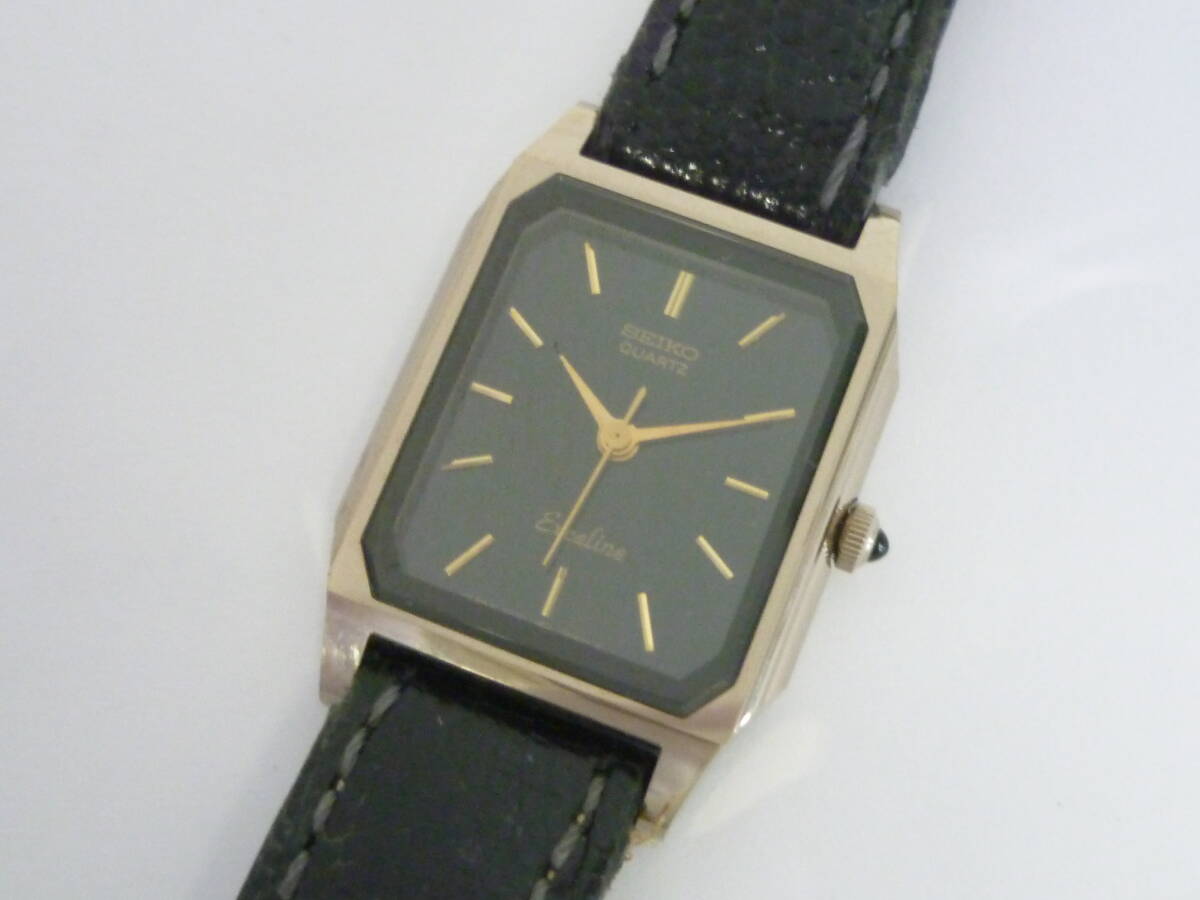 72338◆腕時計 SEIKO/セイコー エクセリーヌ 1221-5020 電池式/クォーツ 黒文字盤 3針 Exceline◆拍卖