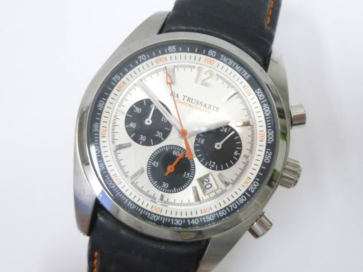 72430◆腕時計 DA TRUSSARDI/トラサルディ TRD-2014 電池式/クォーツ シルバーカラー/銀色 クロノグラフ デイト 3針◆拍卖