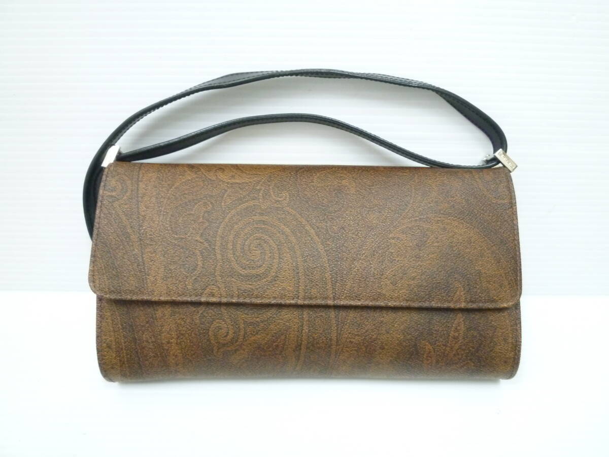 72371◆バッグ ETRO/エトロ ペイズリー柄 ショルダーバッグ ブラウンカラー/茶色系 クロスボディ 斜め掛け◆拍卖