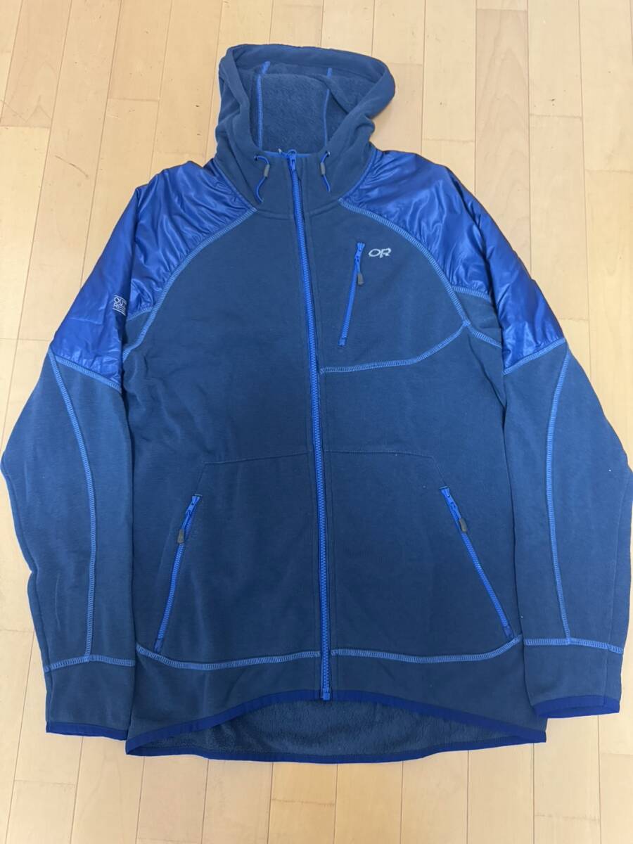 OUTDOOR RESEARCH アウトドアリサーチ 中綿×ウール混 ハイブリッドフーディーJKT 青 サイズL拍卖