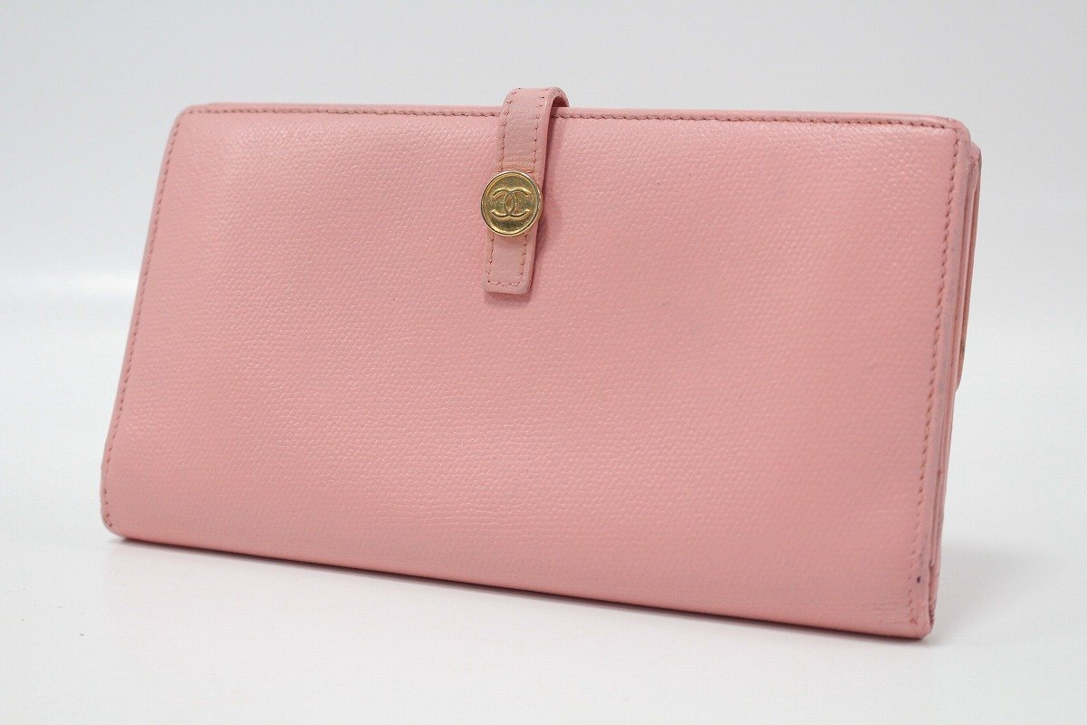 CHANEL シャネル ココマーク ココボタン ピンク レザー 長財布 10-M020Y/1/60P拍卖
