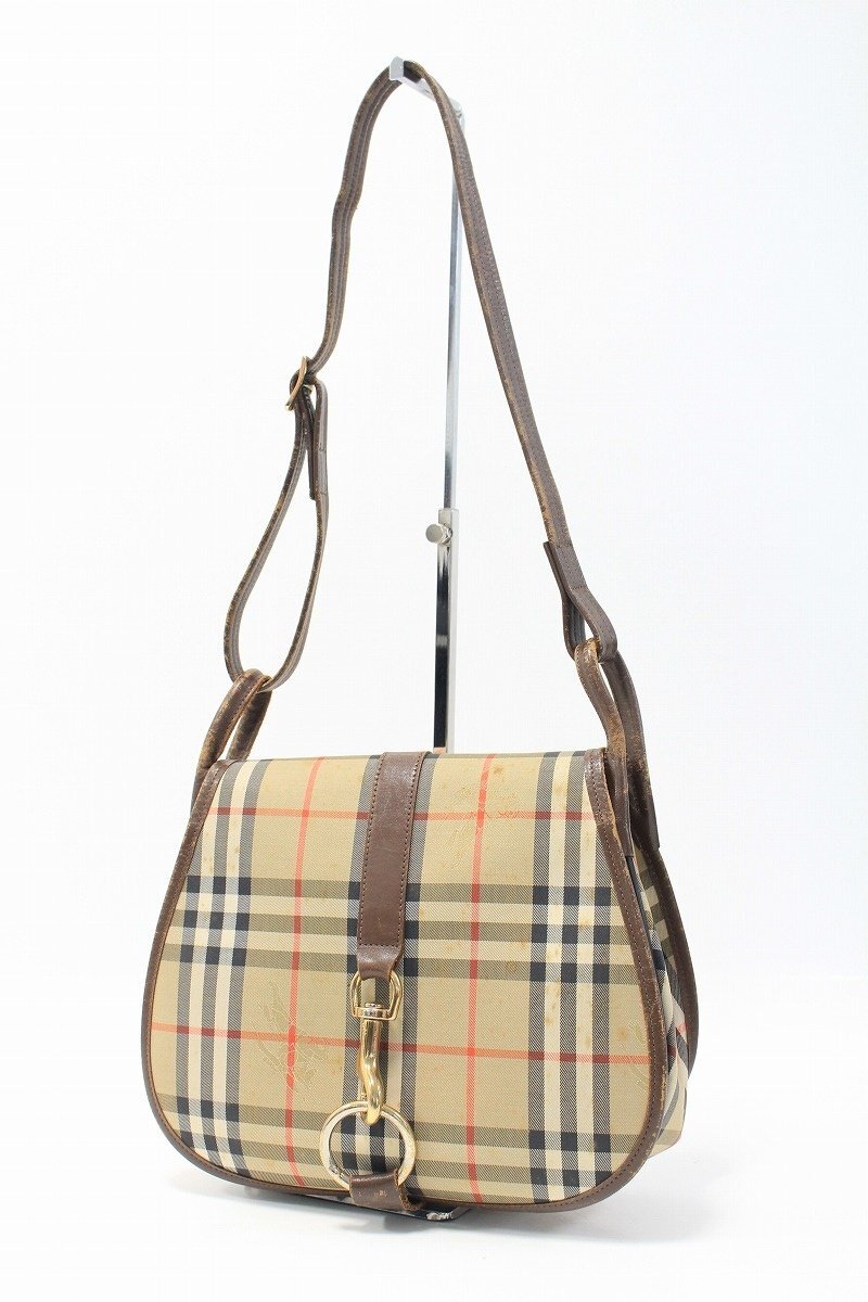 BURBERRY バーバリー ノバチェック シャドーホース ショルダーバッグ ベージュ系 10-M035V/1/100拍卖