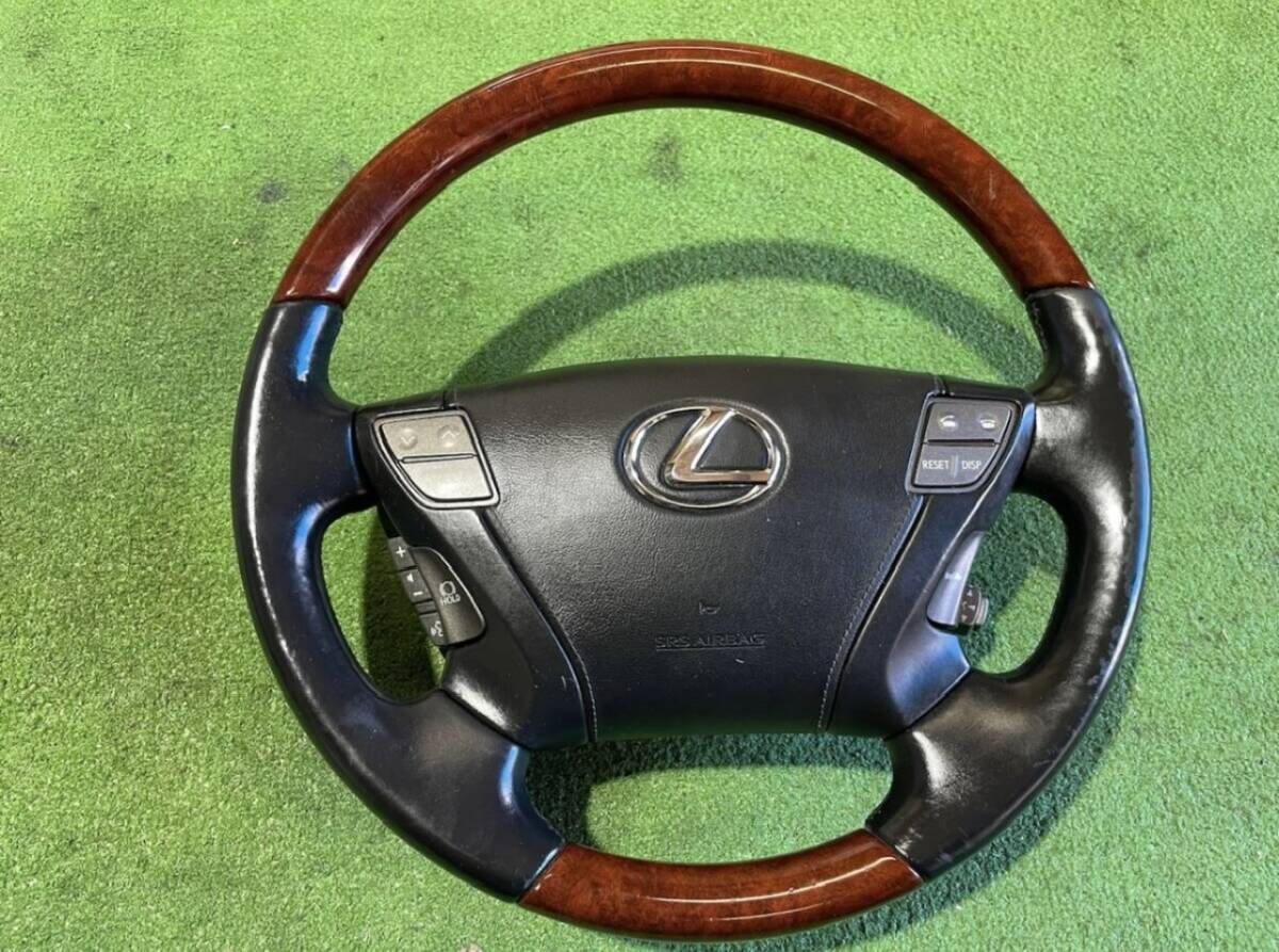 レクサス LEXUS 純正 ステアリング LS460 LS600h USF40 UVF45 前期 中期 ウッドコンビ レザー ハンドル … 3911拍卖