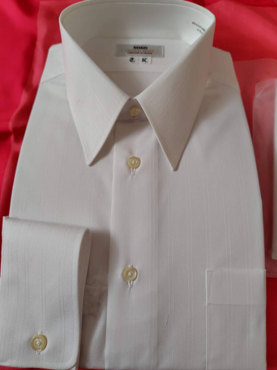 ◆送料無料◆未使用◆訳アリ◆SOGOオーダー品◆ワイシャツ(40-78)白ドビーストライプ◆メンズ紳士◆ドレスシャツ◆フォーマル可拍卖