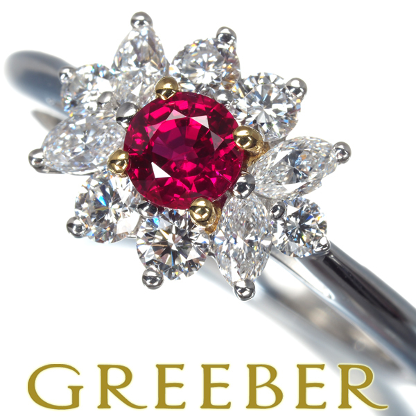 ティファニー リング ルビー ダイヤ ダイヤモンド フラワー 13号 Pt950 箱 指輪 【中古】BLJ拍卖