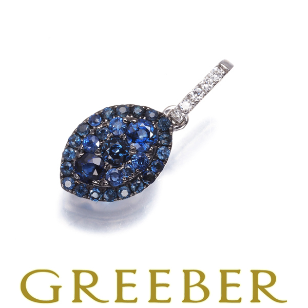 サファイア ダイヤ ダイヤモンド 0.03ct パヴェ ペンダントトップ K18WG/ブラックコーティング GENJ拍卖