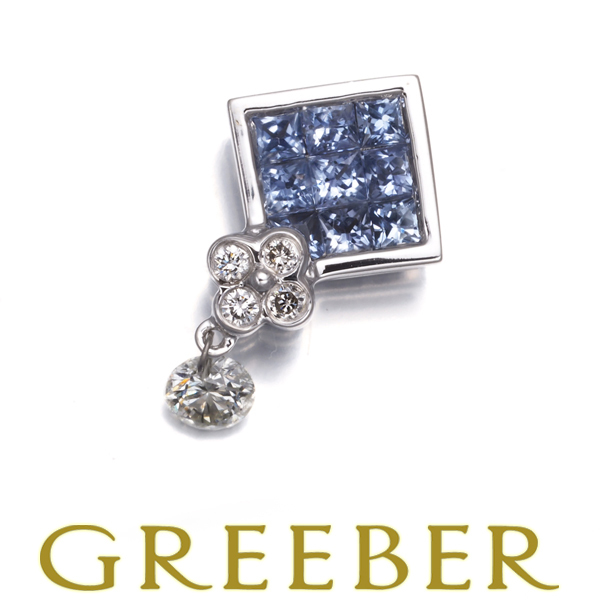 レ・エッセンシャル ペンダントトップ サファイア ダイヤ ダイヤモンド ミステリーセッティング フラワー K18WG BLJ/GENJ拍卖