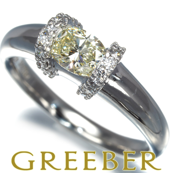 プレフィート リング イエロー&クリア 0.58ct/0.17ct オーバル 2種カット 14号 Pt900 指輪 BLJ/GENJ拍卖