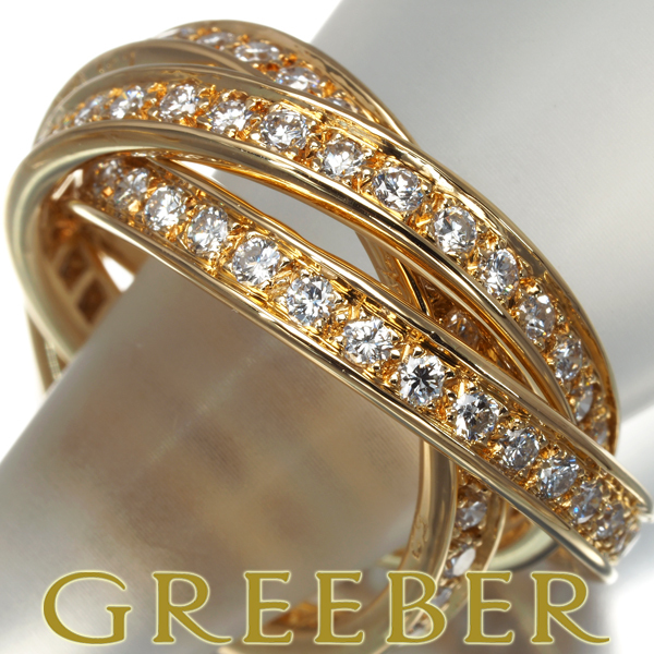 カルティエ トリニティリング ダイヤ ダイヤモンド スリーバングルズ フルエタニティ 52号 K18YG 指輪 BLJ拍卖