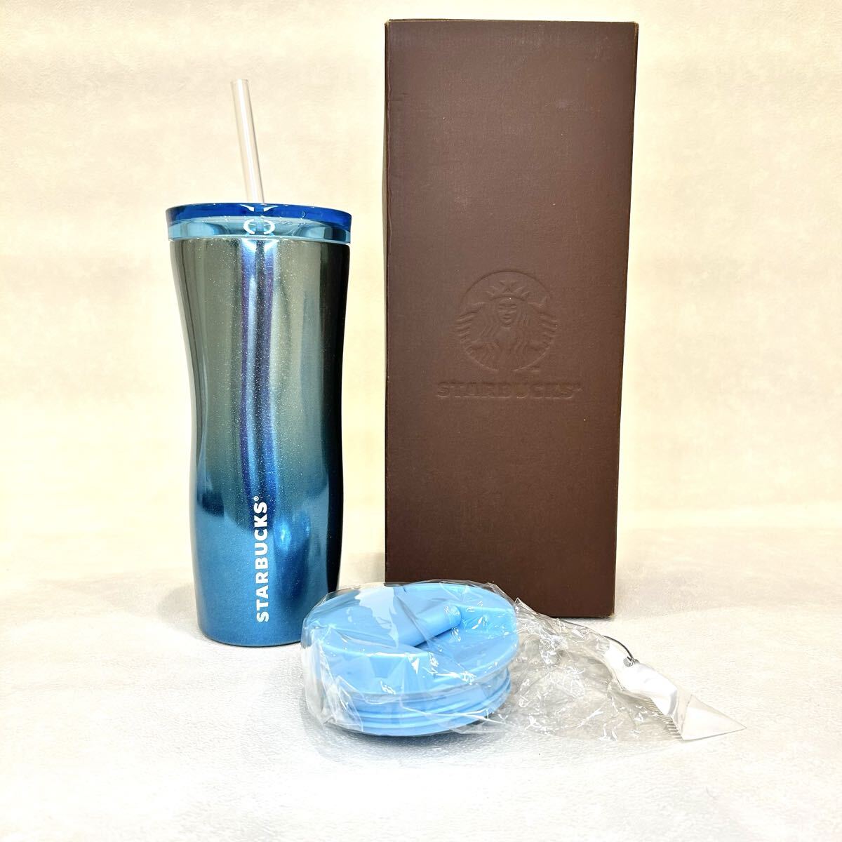 スターバックス スパークリング ブルー&リッド タンブラー 355ml スタバ ストロー付き STARBUCKS 2WAY ステンレス タンブラー ブルー拍卖