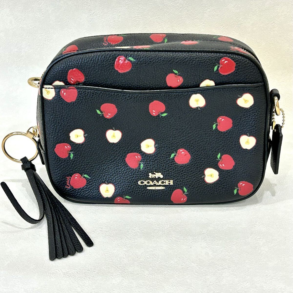 COACH コーチ 76055 ショルダーバッグ ブラック 黒 りんご柄 アップル コンパクト バッグ拍卖