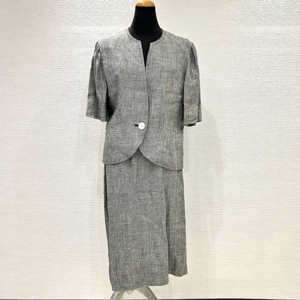 CHRISTIAN DIOR クリスチャン ディオール セットアップ ジャケット スカート グレー サイズ11 E119MD 92 スカートスーツ拍卖
