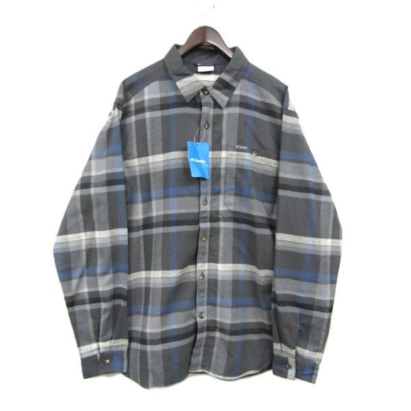 サイズ L Columbia PITCH STONE HEAVYWEIGHT FLANNEL 長袖 フランネル シャツ チェック柄 グレー系 コロンビア 古着 ビンテージ 5O2606拍卖