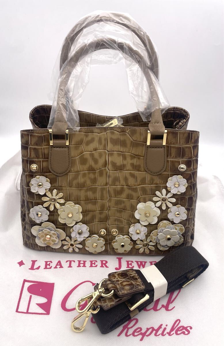 LEATHER JEWELS レザージュエルズ 2WAY ハンドバッグ ショルダーバッグ クロコ型押し拍卖