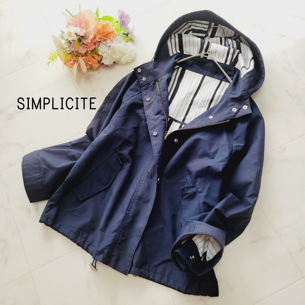 SIMPLICITE*マウンテンパーカー ネイビー  パーカー ブルゾン ジャンパー イエナベーセーストック* シンプリシテェ拍卖