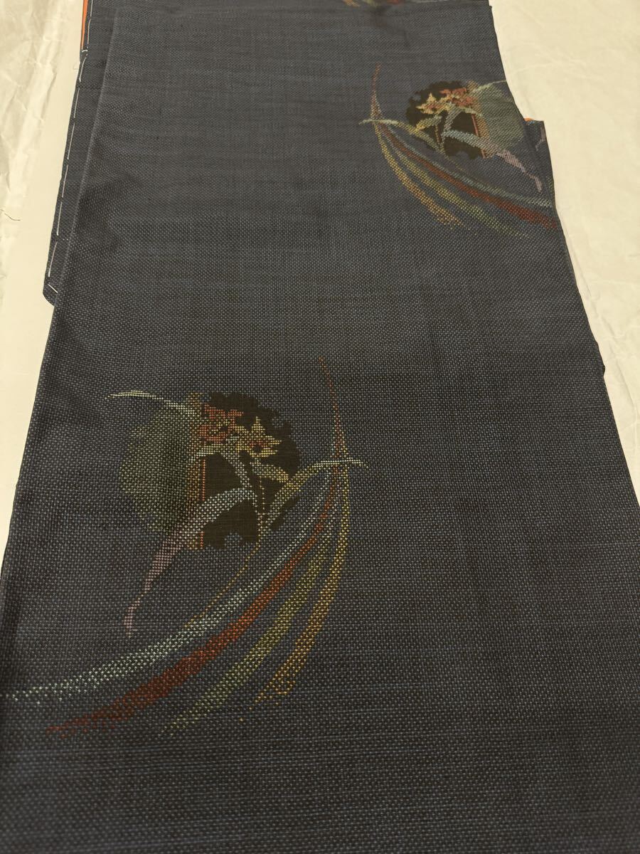 日舞家所蔵品★【銘品新品】「切子大島謹製」本場奄美産大島紬 88万 泥藍染「雪輪花文様」片ス9マルキ 縦緯絣 手機織拍卖