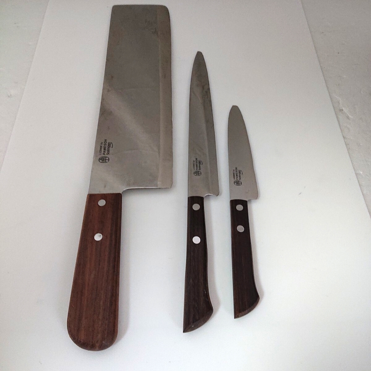 【調理器具】パメッソ ゾーリンゲン 包丁3点セット箱無し ドイツ製 万能包丁 洋包丁肉切り 菜切 当時物 現状品 ぷらみ 1009 45.拍卖
