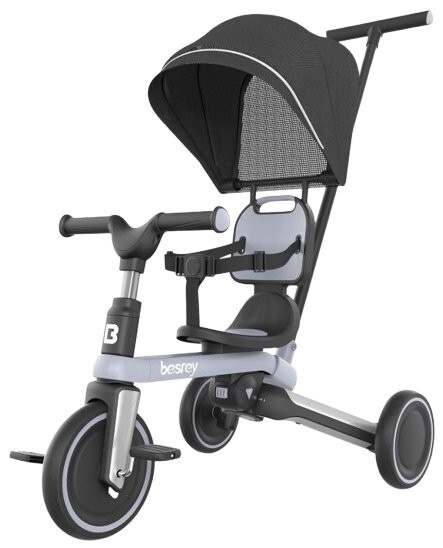 1円スタート 訳有 besrey 子供用三輪車 適応年齡1~5 耐荷重25kg ワンタッチ折り畳み EVA衝撃吸収ホイール BR-KSE0120A グレー D04962/HP拍卖