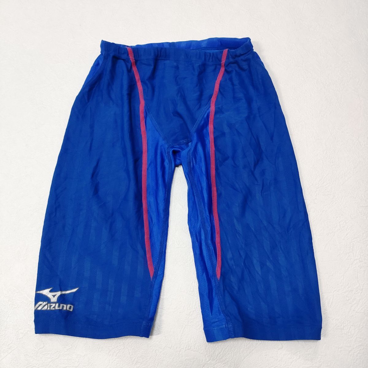7*ミズノMIZUNO男子競泳水着(L)★N2MB6023 ストリームアクセラ★光沢ブルー青ピンクステッチFina承認ハーフスパッツ★伸縮性あり拍卖