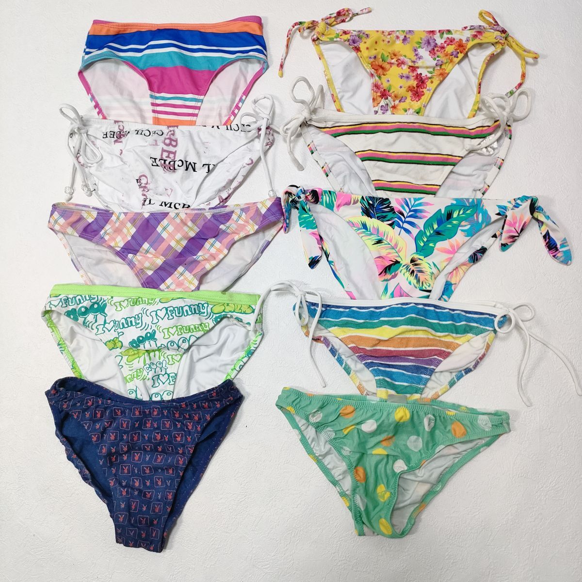 1【整理品リサイクル10枚セット】ビキニパンツ(S~L)★ROXYセシルマクビーPLAYBOYなど★紐パンなど拍卖