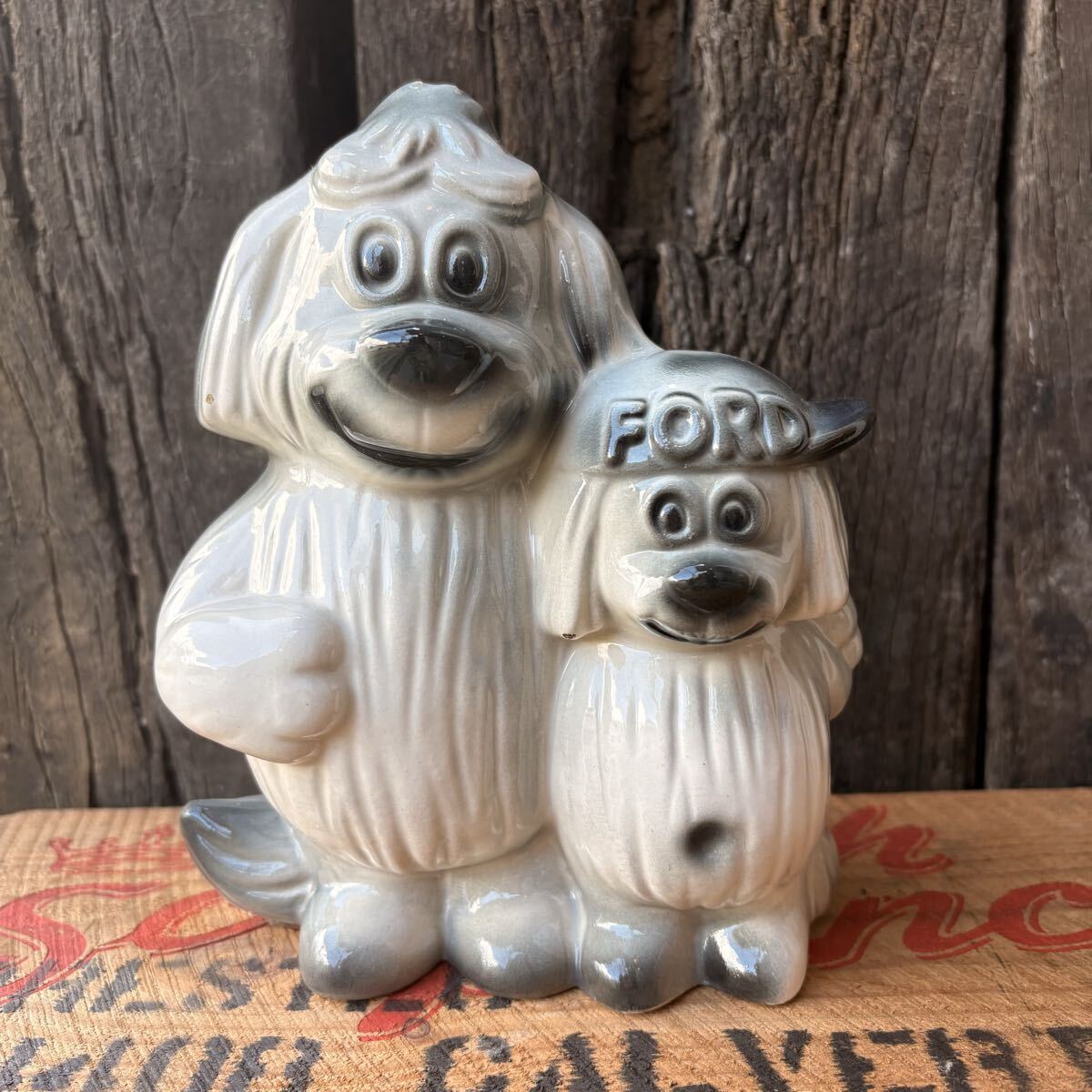 【1960s USA Vintage】Ceramic Bank FORD Advertising Shaggy Dog フォード コインバンク ノベルティ アメリカビンテージ 犬拍卖