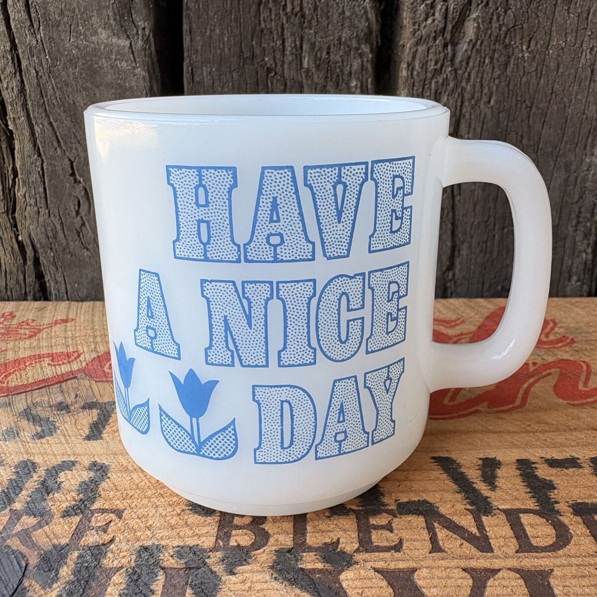 【USA vintage】GLASBAKE mug tulip グラスベイク チューリップ マグカップ ミルクガラス アメリカビンテージ拍卖