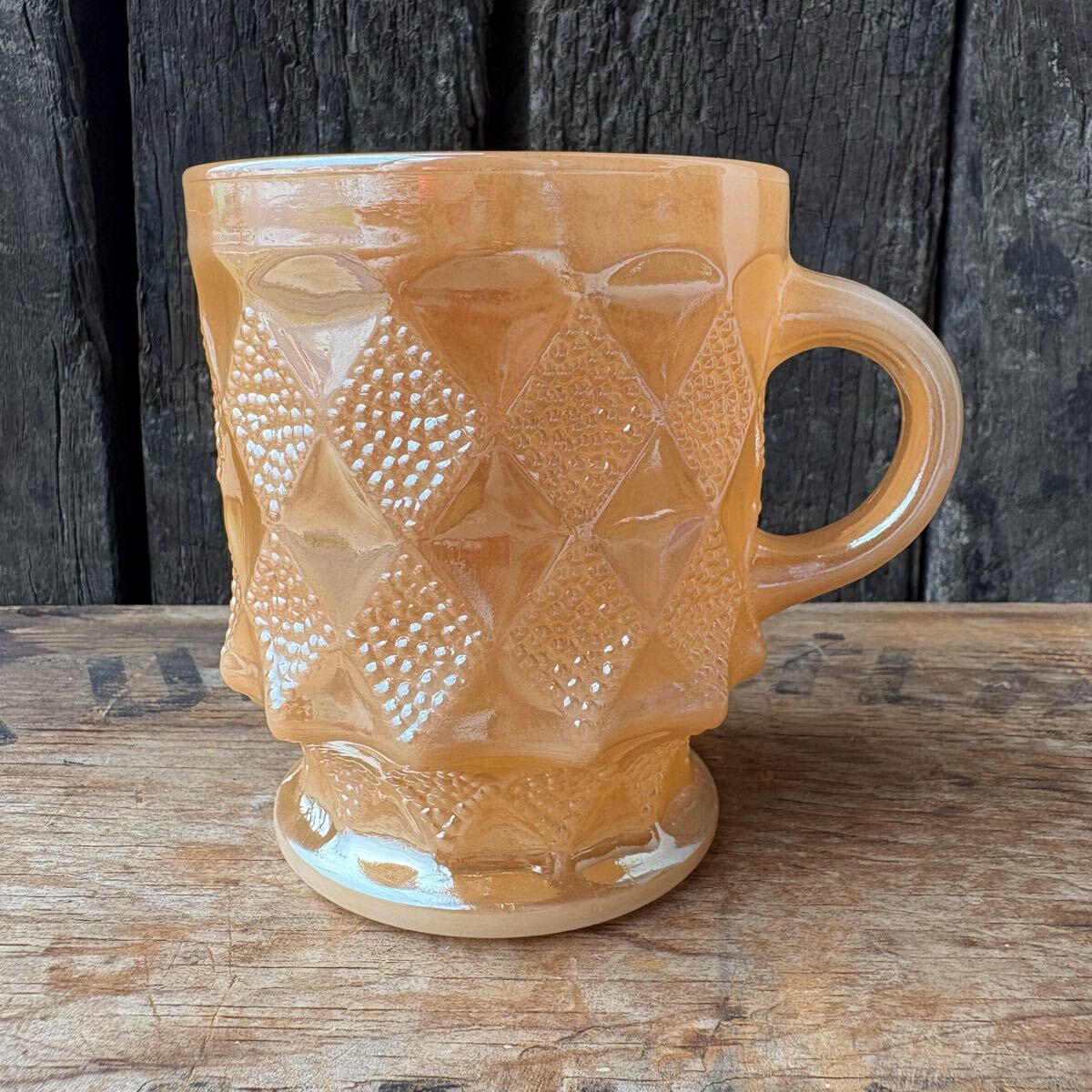 【1960s-1976 USA vintage】Fire-King Kimberley mug Peach Lustre ファイヤーキング キンバリー マグカップ ピーチラスター アメリカ拍卖