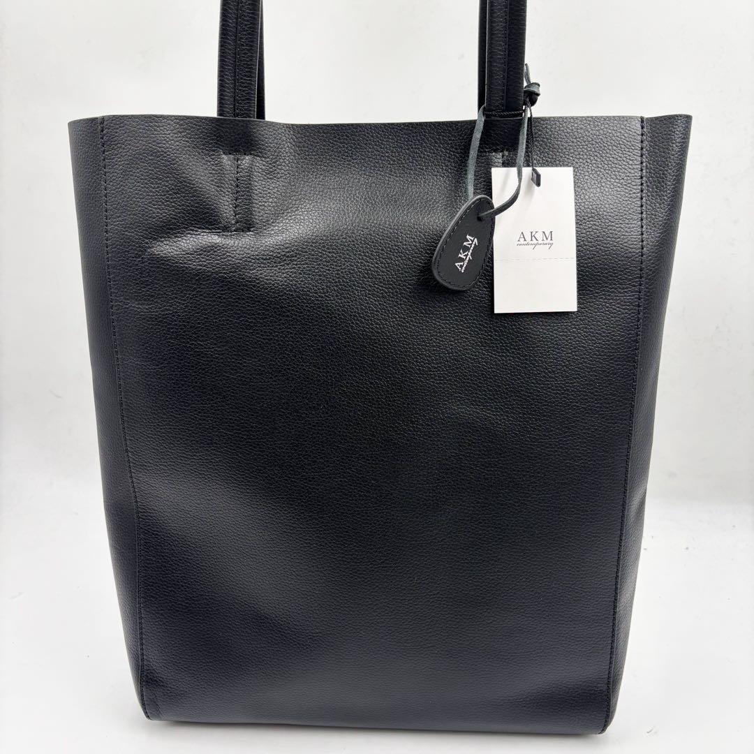 【新品タグ付き】AKM トートバッグ ビジネスバッグ レザー 革 ブラック 黒拍卖