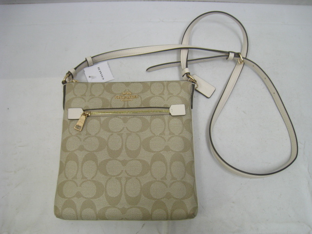 COACH コーチ ショルダーバッグ CF340 シグネチャー ベージュ 20x20x3.5cm ストラップ 103~122cm拍卖