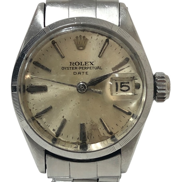 ROLEX ロレックス オイスターパーペチュアルデイト 6519 腕時計 SS シルバー 8番台 自動巻き シルバー文字盤 レディース拍卖