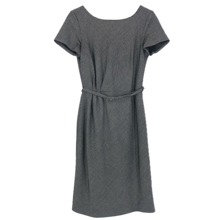 Weekend Max Mara ウィークエンド マックスマーラ ベルト付き 半袖 ワンピース ウール×シルク ブラック サイズ42(L-XL相当) レディース拍卖