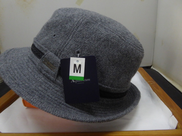 値下げ新品アクアスキュータム ウール ハット M タグ付き 日本製調整つき拍卖