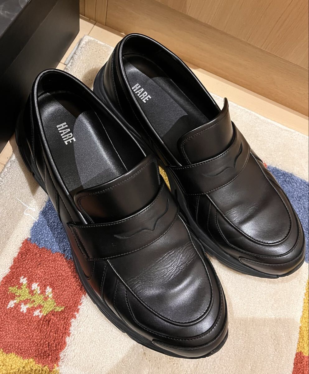 HARE スニーファー 革靴 ローファー レザースニーカー 黒 men's L(27.0〜27.5) ハレ拍卖