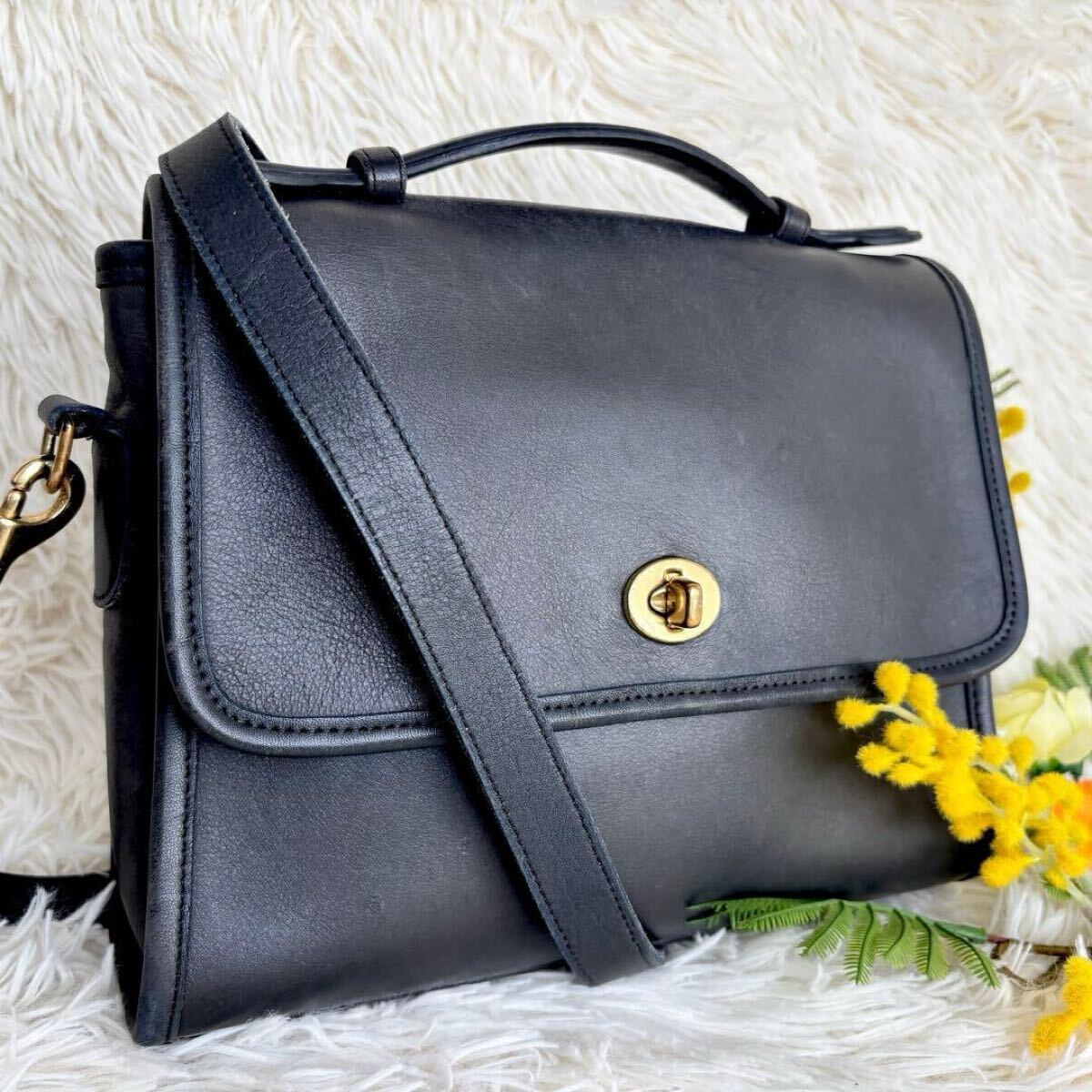 コーチ オールドコーチ ターンロック ショルダーバッグ 2way ブラック拍卖